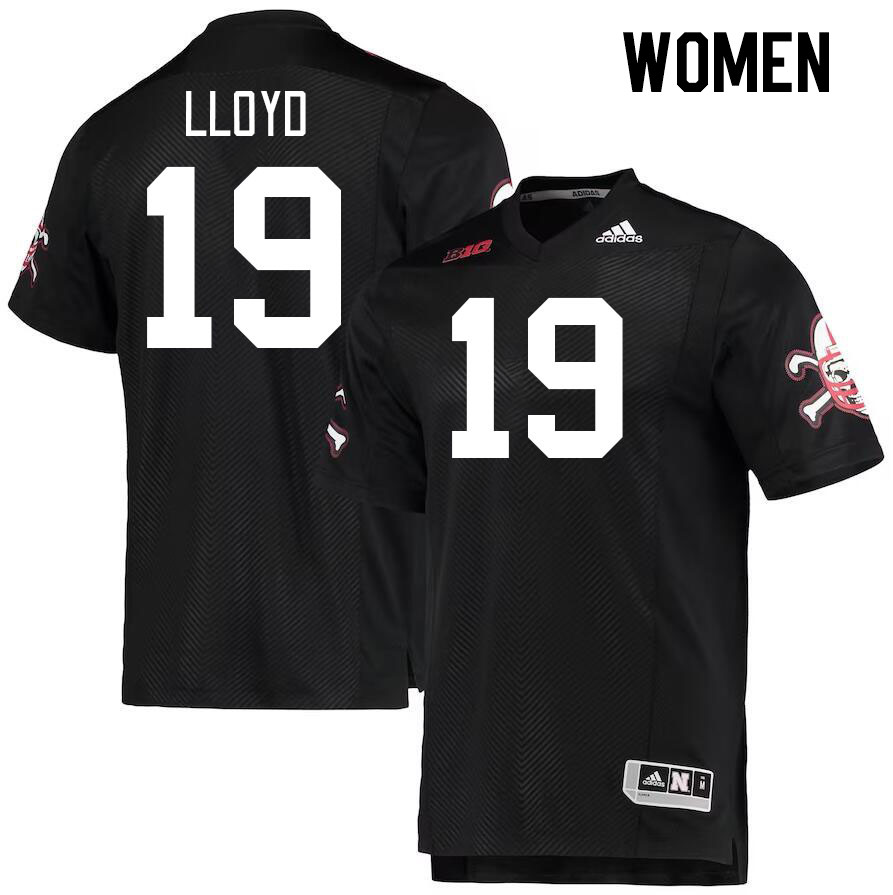 Women #19 Jaylen Lloyd Nebraska Cornhuskers College Football Jerseys Stitched Sale-Black